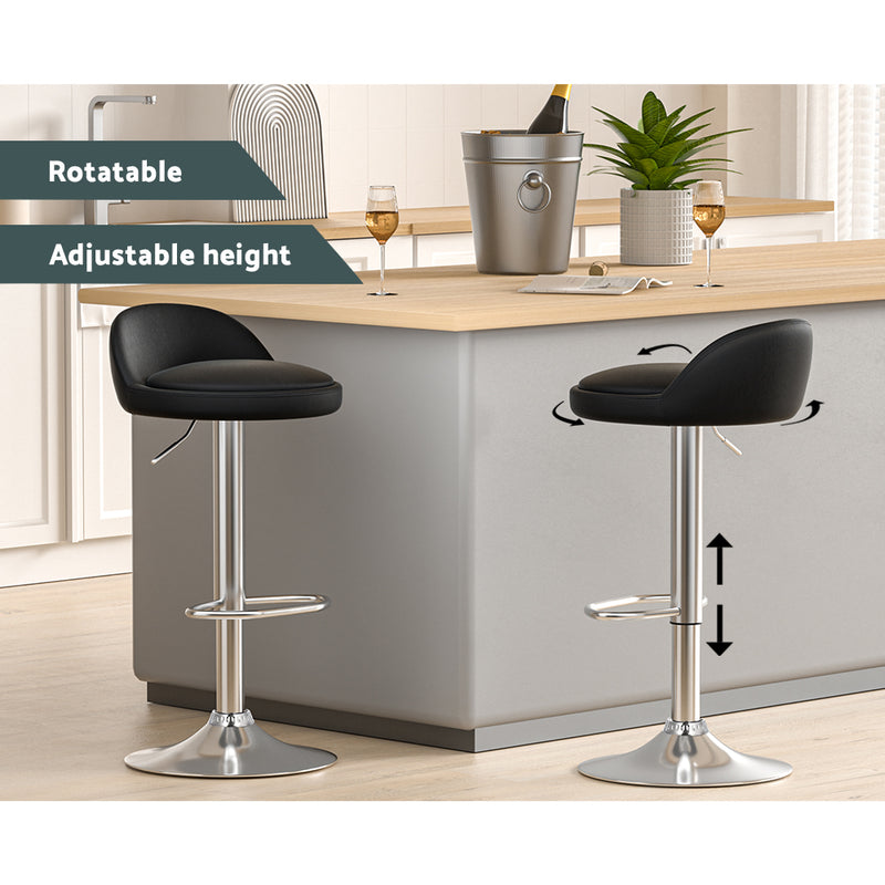 Artiss 4x Bar Stools PU Leather Gas Lift Black