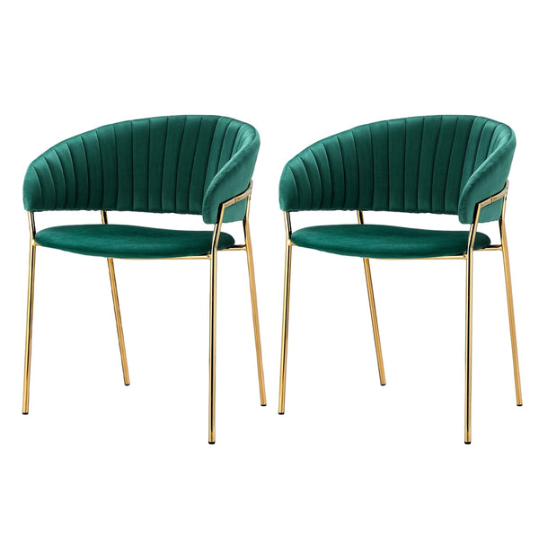 Artiss Dining Chairs Set of 2 Velvet Hollow Armchair Green