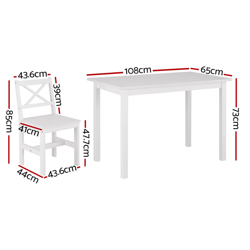 Artiss Dining Chairs and Table Dining Set 4 Cafe Chairs Set Of 5 4 Seater White