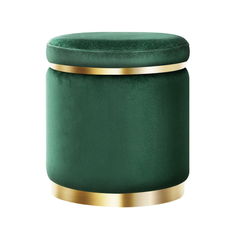 Artiss Ottoman Foot Stool Round Velvet Green