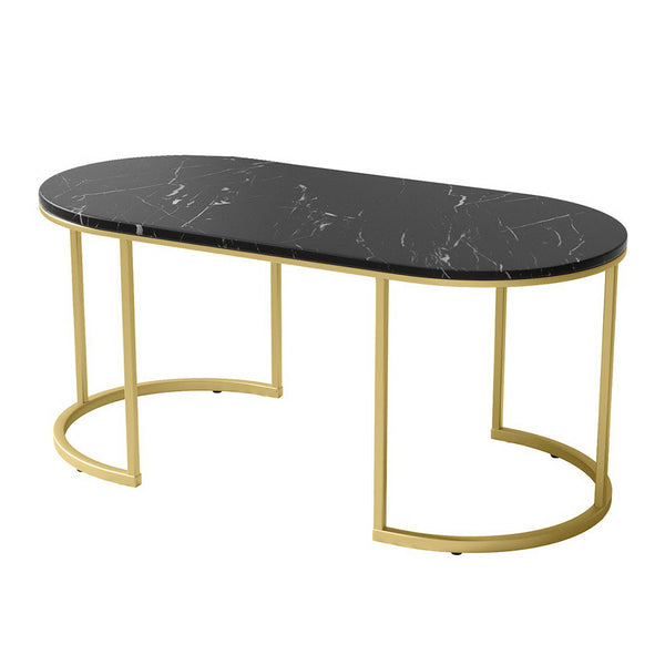 Artiss Coffee Table Marble Effect Black