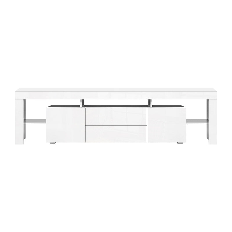 Artiss TV Cabinet Entertainment Unit Stand RGB LED Gloss Furniture 200cm White