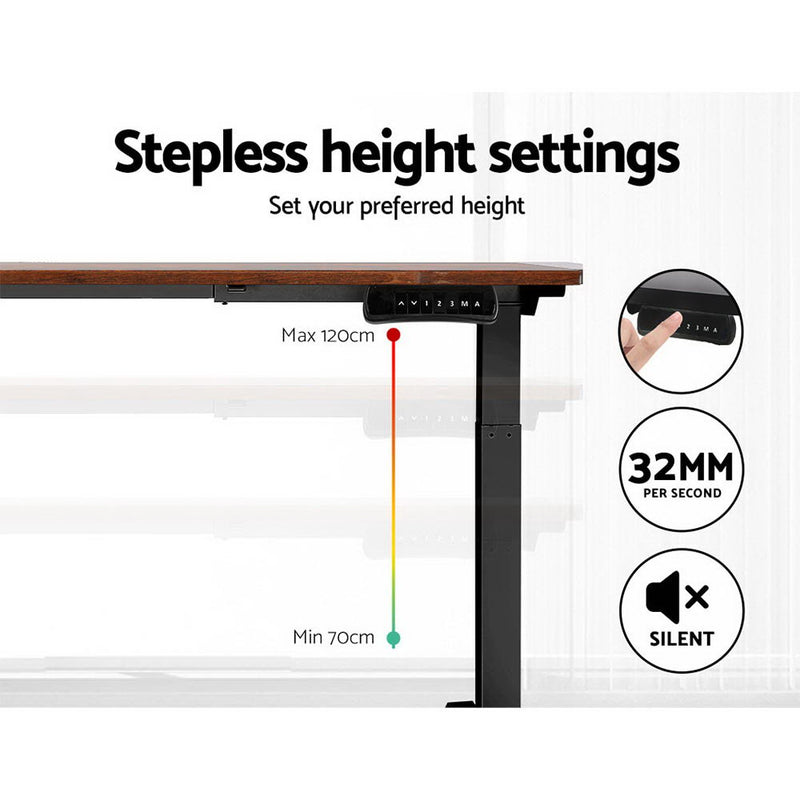 Artiss Standing Desk Motorised Dual Motor Rustic Brwon 120CM