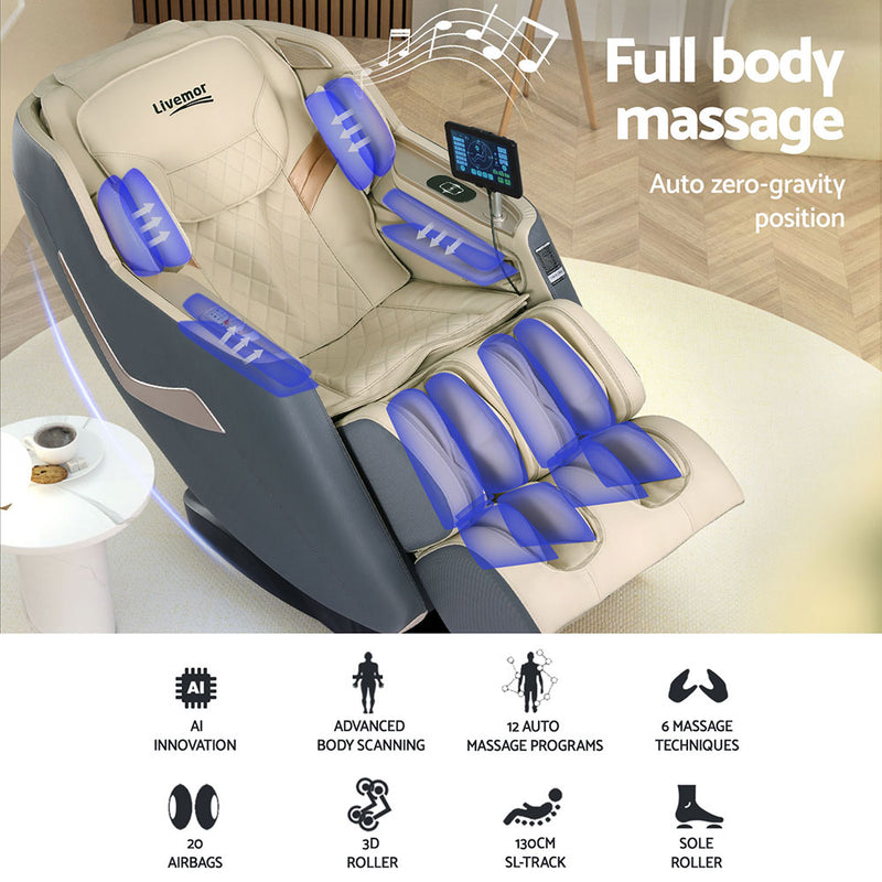 Livemor Massage Chair Electric Recliner Home Massager 3D Opal