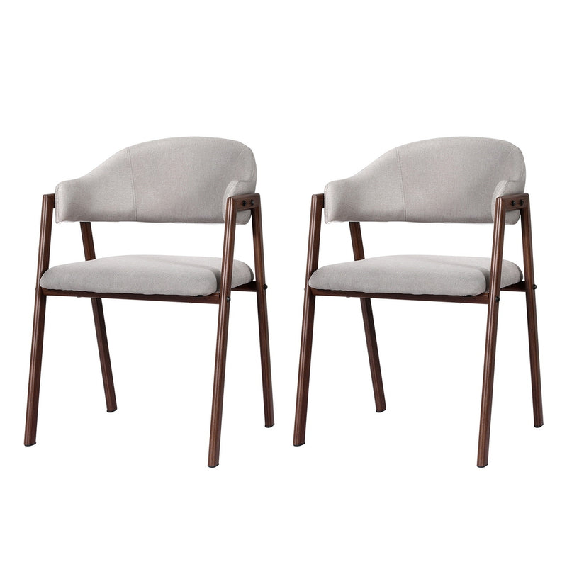 Artiss Dining Chairs Set of 2 Linen Hollow Armchair Grey