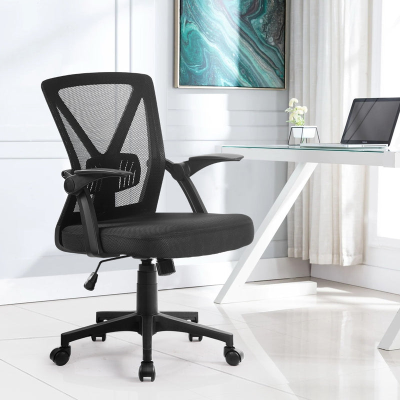 Artiss Mesh Office Chair Mid Back Black