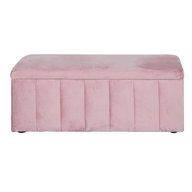 Artiss Storage Ottoman Blanket Box 103cm Velvet Pink