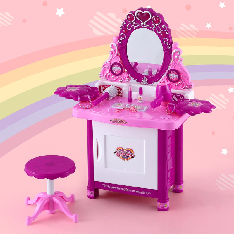 Keezi Kids Pretend Makeup Play Set Dressing Table Chair Girls Toys Children