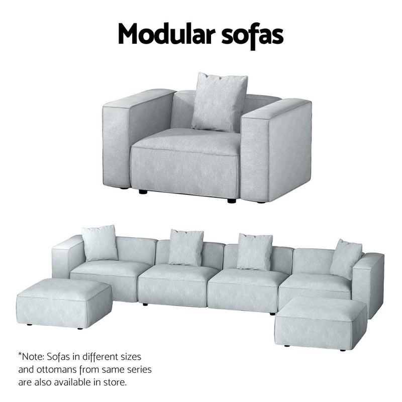 Artiss Modular Sofa Chaise Set 1-Seater Grey