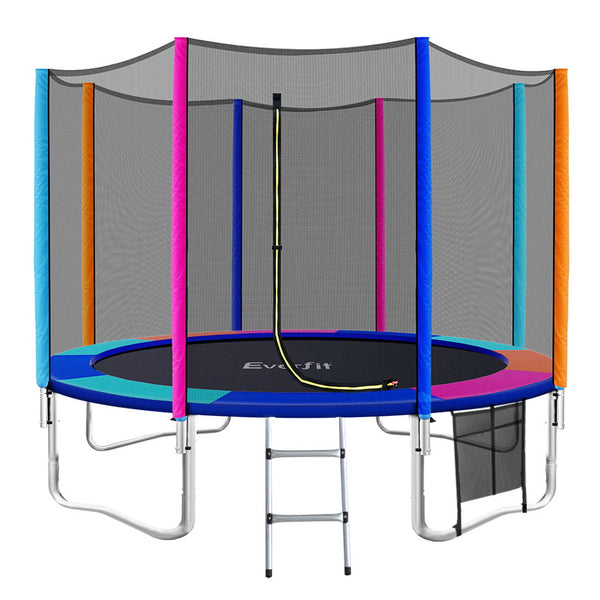 Everfit 12FT Trampoline for Kids w/ Ladder Enclosure Safety Net Pad Gift Round