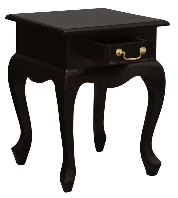 Queen Anne 1 Drawer Lamp Table (Chocolate)