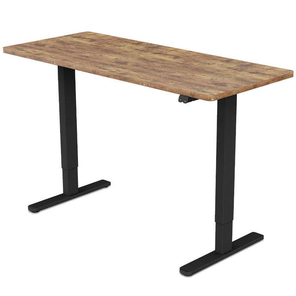 FORTIA Sit Stand Standing Desk, 120x60cm, 72-118cm Height Adjustable, 70kg Load, Oak style/Black Frame