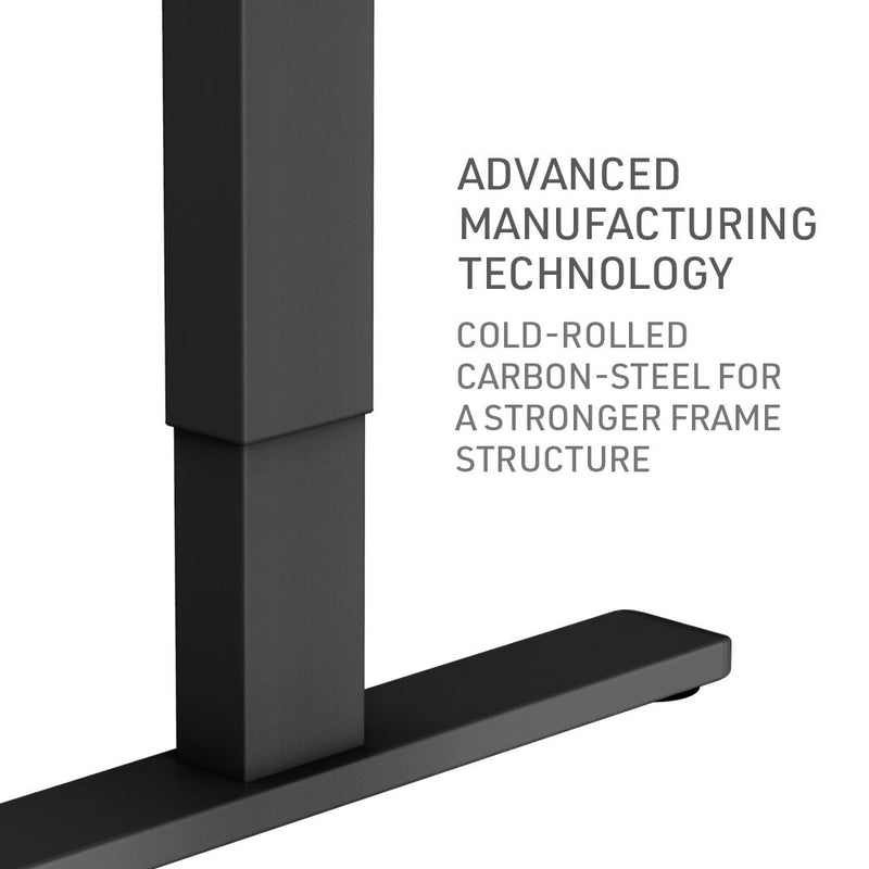 Fortia Sit To Stand Up Standing Desk, 120x60cm, 72-118cm Electric Height Adjustable, 70kg Rated, Walnut Style/Black Frame