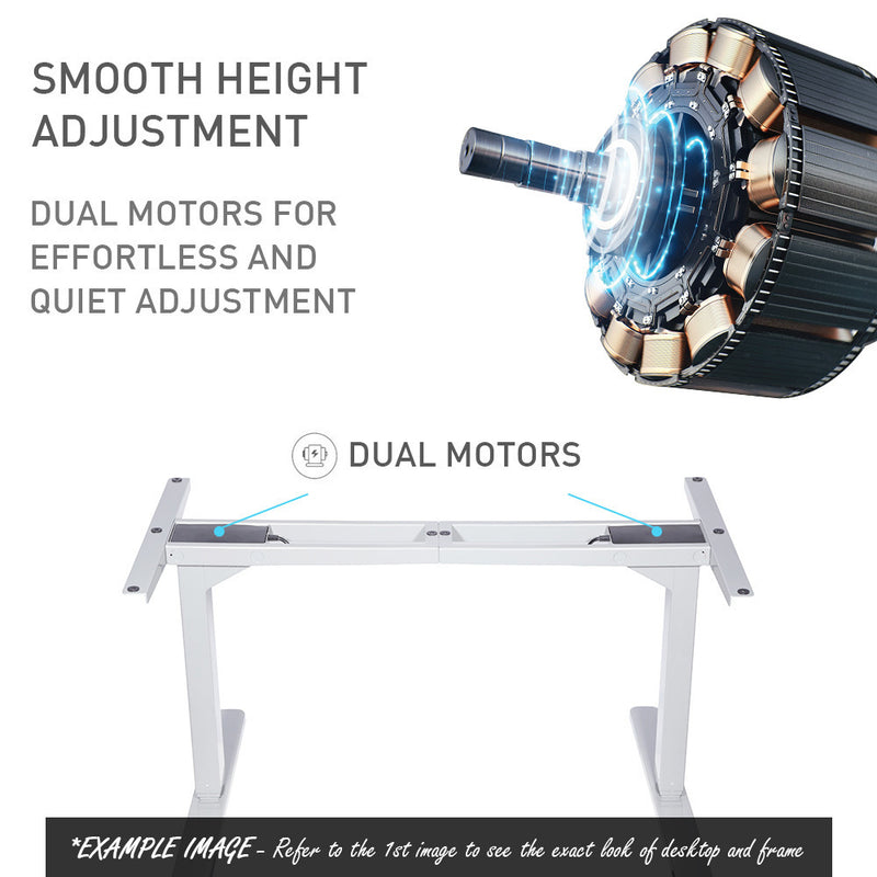 Fortia Sit To Stand Up Standing Desk, 160x75cm, 62-128cm Electric Height Adjustable, Dual Motor, 120kg Load, White Oak Style/White Frame