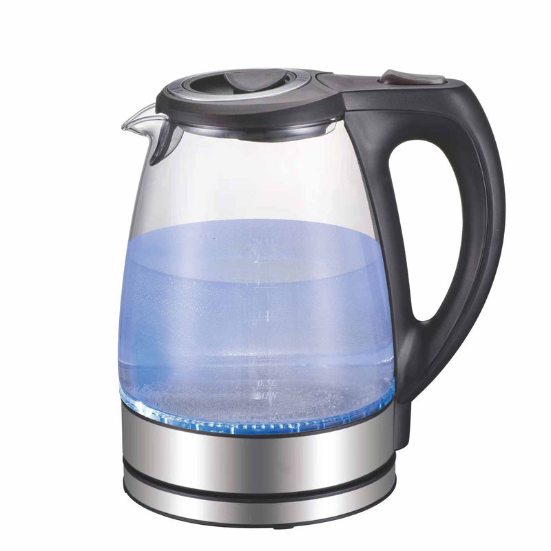 1.7L Electric Glass Kettle LED Blue Light 360 Automatic Cordless Water Boiling Jug