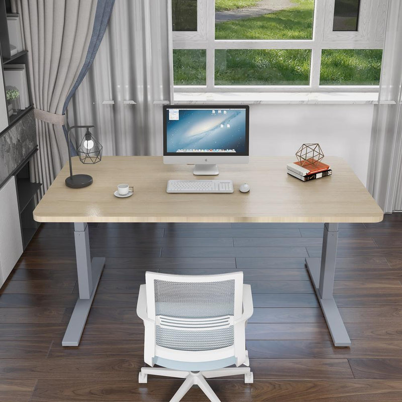 120cm Standing Desk Height Adjustable Sit Grey Stand Motorised Single Motor Frame White Top