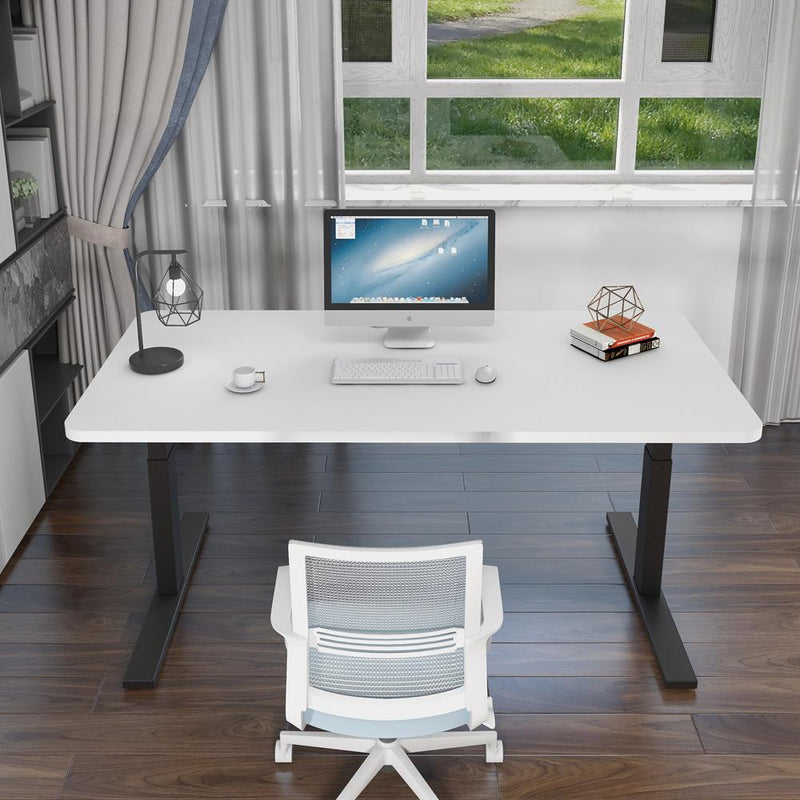 120cm Standing Desk Height Adjustable Sit Grey Stand Motorised Single Motor Frame White Top