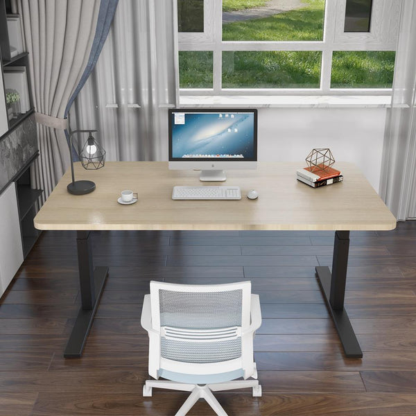 Standing Desk Height Adjustable Sit Stand Motorised Single Grey Motor Frame 120cm White Top