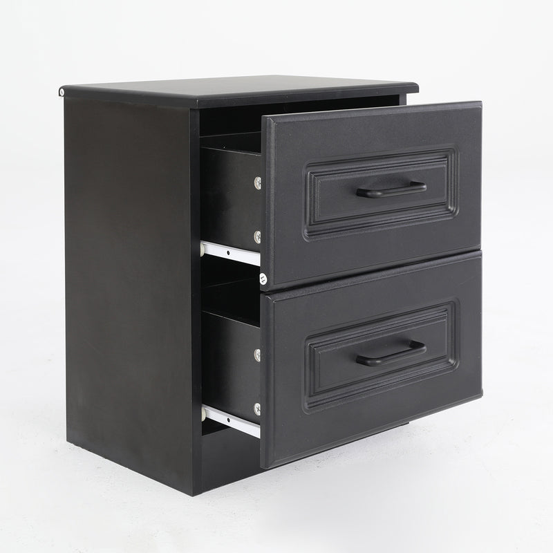 2X Bedside Table Side Storage Cabinet Nightstand Bedroom 2 Drawer KEVA BLACK