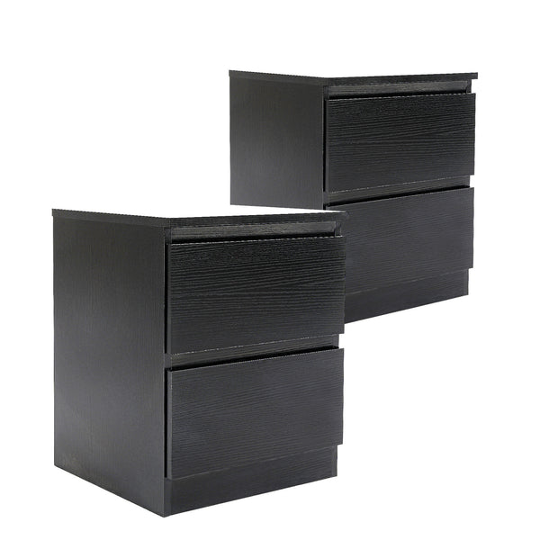 2X Bedside Tables Storage Cabinet Nightstand 2 Drawer JOSS BLACK