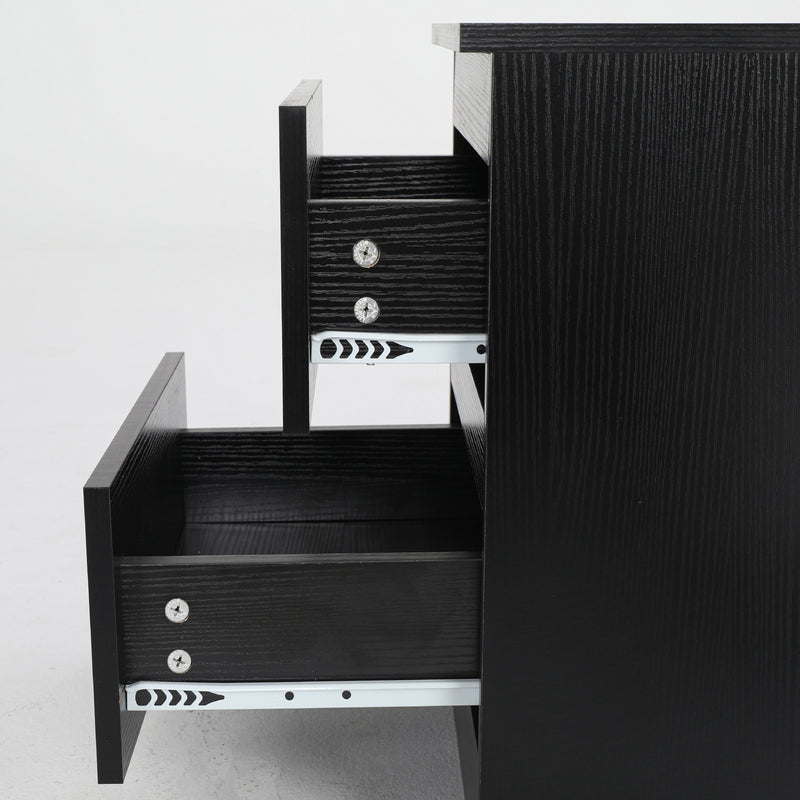 2X Bedside Tables Storage Cabinet Nightstand 2 Drawer JOSS BLACK