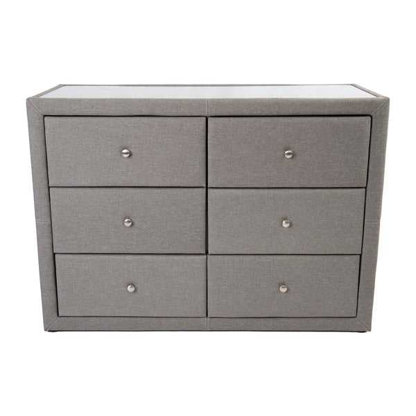 Molly Dresser 6 Chest of Drawers Bedroom Storage Cabinet - Light Grey