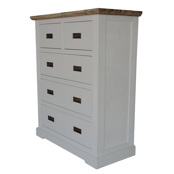 Fiona Tallboy 5 Chest of Drawers Bed Storage Cabinet Stand White Grey