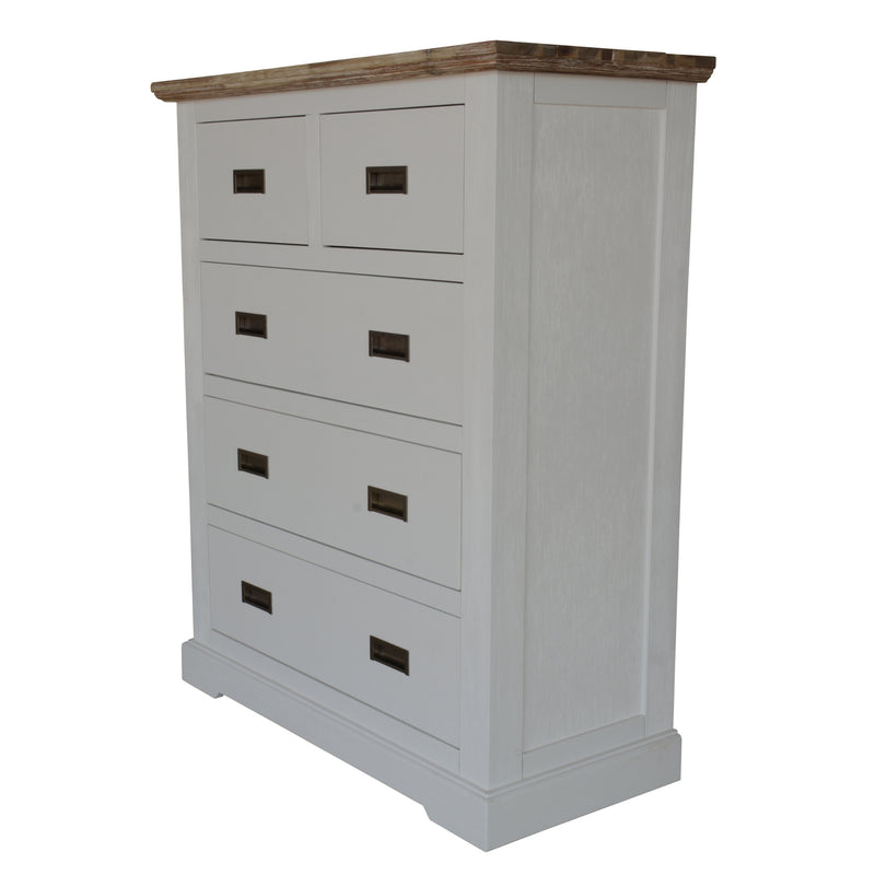 Fiona Tallboy 5 Chest of Drawers Bed Storage Cabinet Stand White Grey