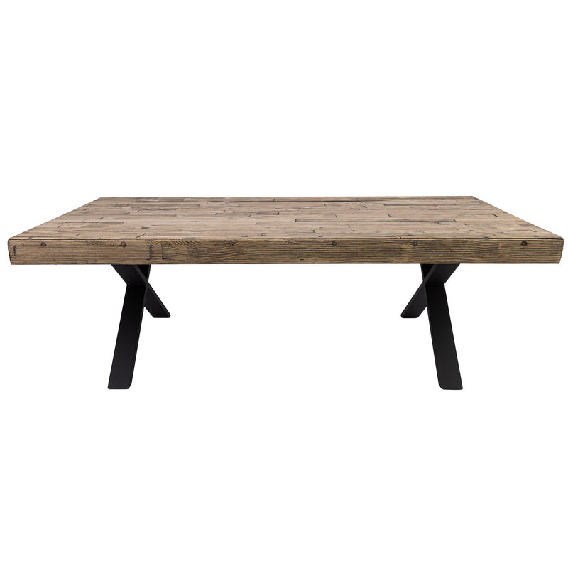 Anika Coffee Table 132cm Laminated Solid Pine Top Metal Leg - Smoke