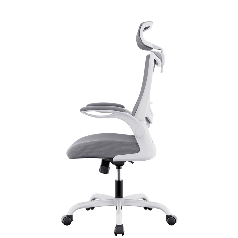 MONA Ergonomic High Back Flipped Armrest Task Chair In Grey