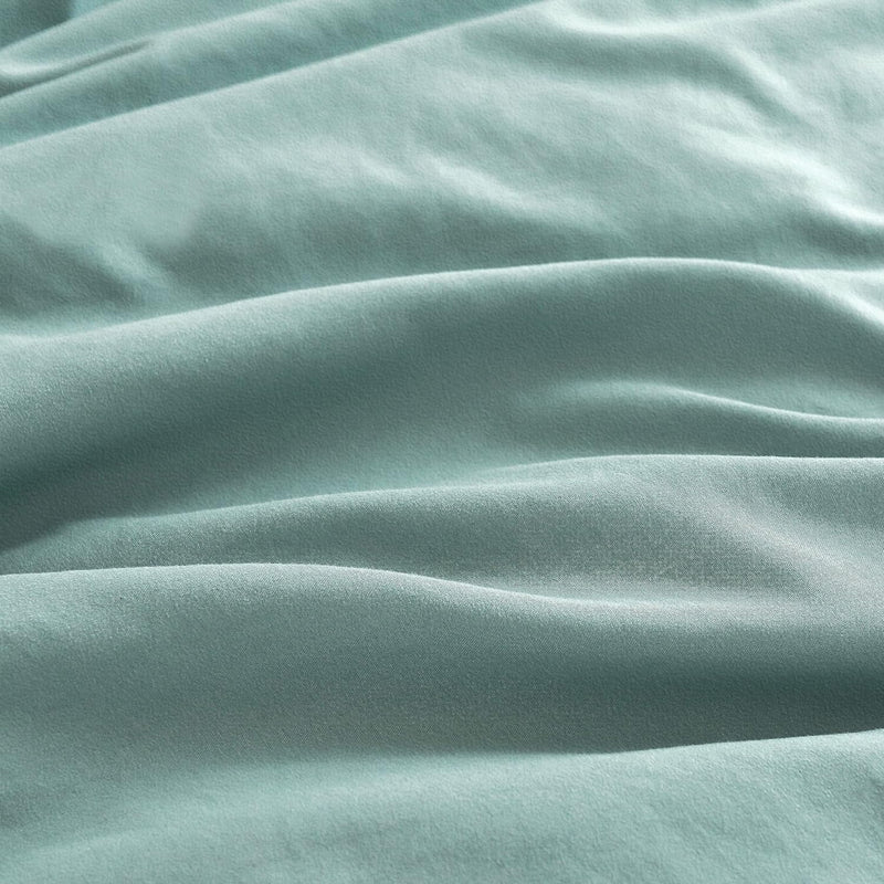 CleverPolly Vintage Washed Microfibre Quilt Cover Set (3Pcs) - Seafoam - Double Size