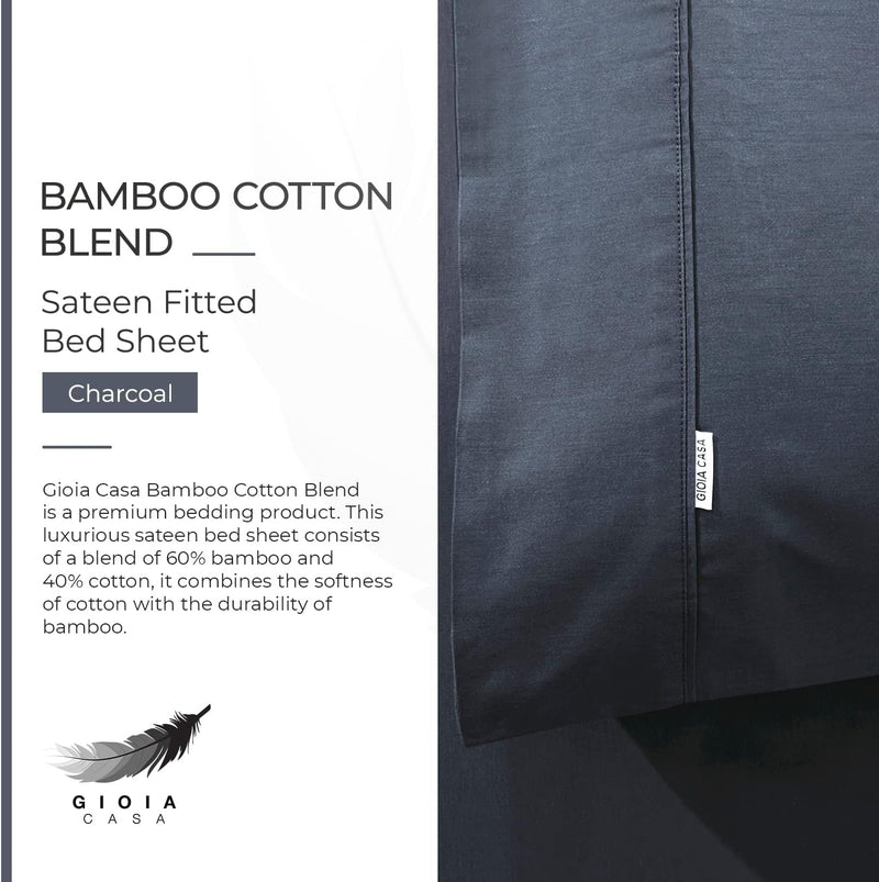 Gioia Casa Bamboo Cotton Blend All Season Bedding Set - Charcoal - Queen Size