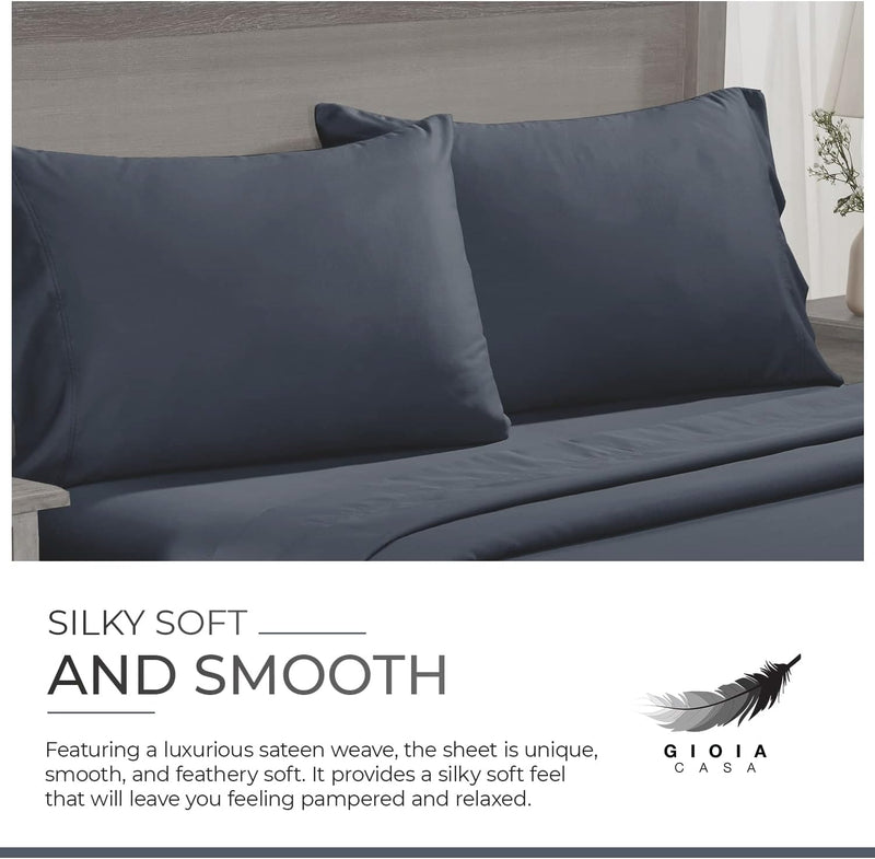 Gioia Casa Bamboo Cotton Blend All Season Bedding Set - Charcoal - Queen Size