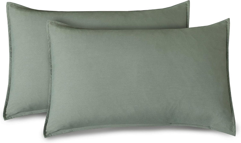 CleverPolly Vintage Washed Microfibre Quilt Cover Set (3Pcs) - Khaki Green - King Size