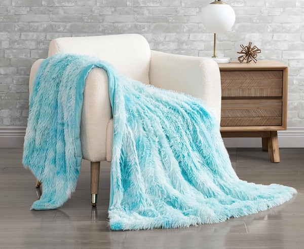 Gioia Casa Double Sided Faux Fur Shaggy Throw Blanket - Blue