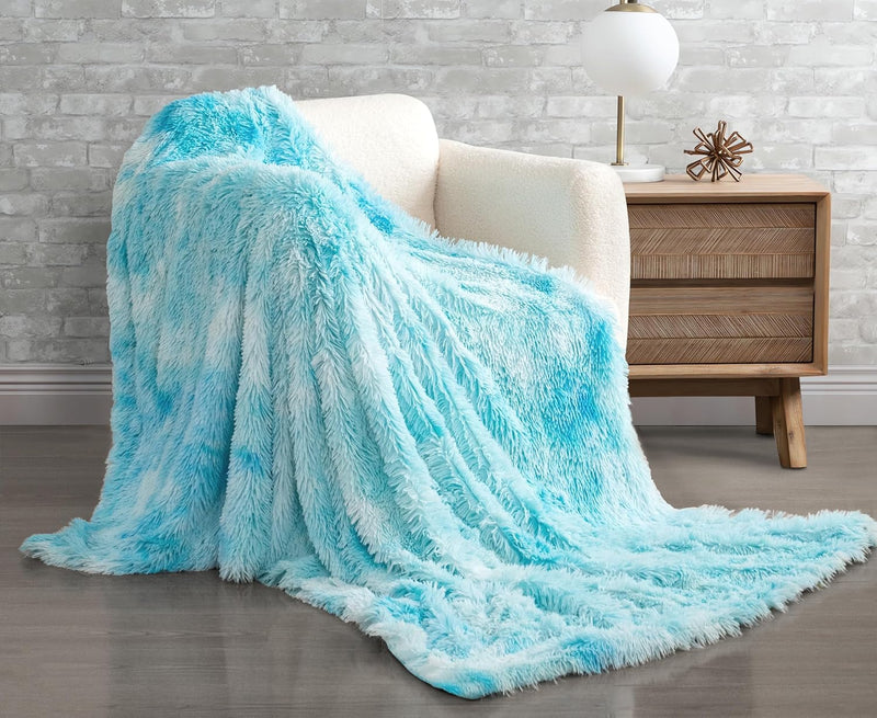 Gioia Casa Double Sided Faux Fur Shaggy Throw Blanket - Blue