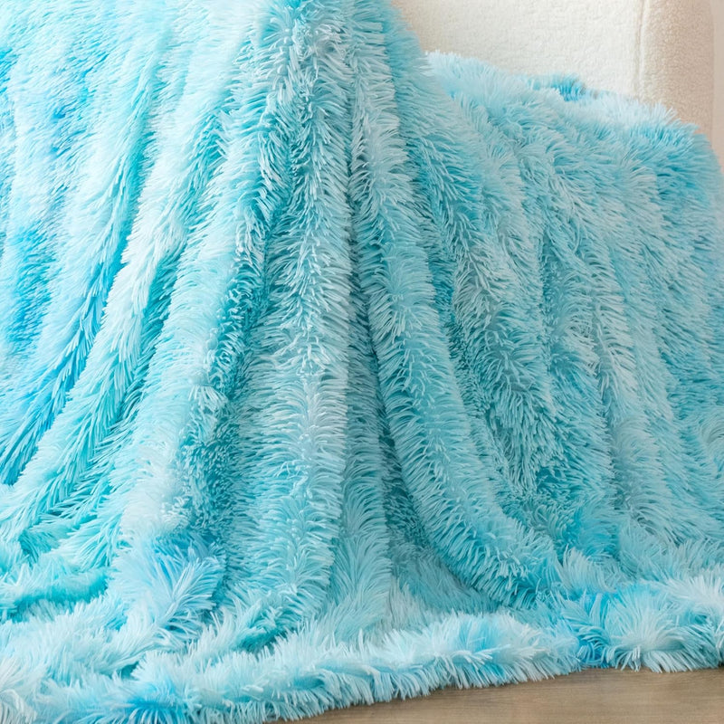 Gioia Casa Double Sided Faux Fur Shaggy Throw Blanket - Blue