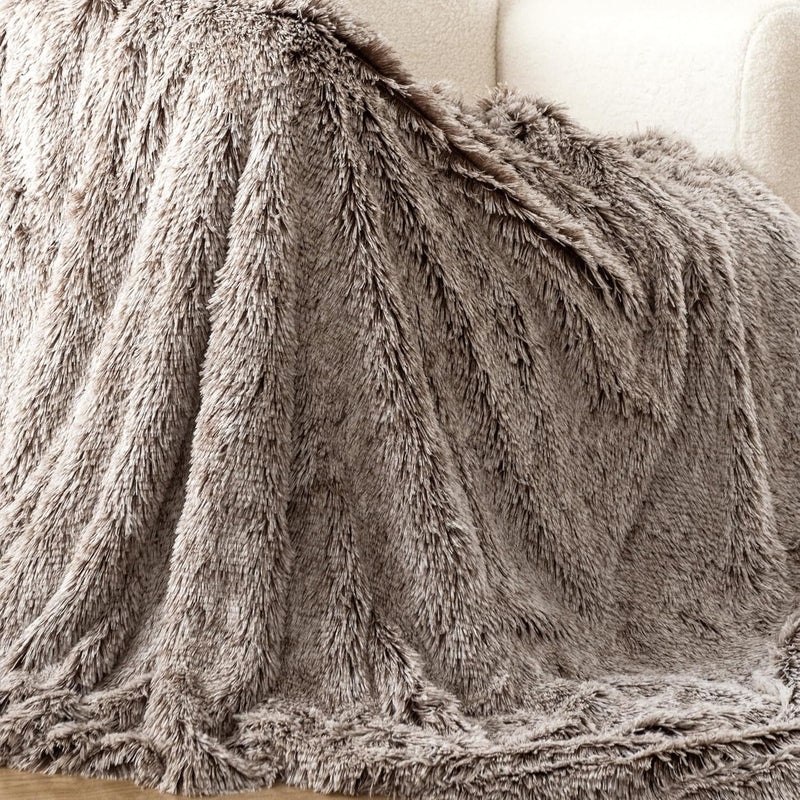 Gioia Casa Double Sided Faux Fur Shaggy Throw Blanket - Chestnut