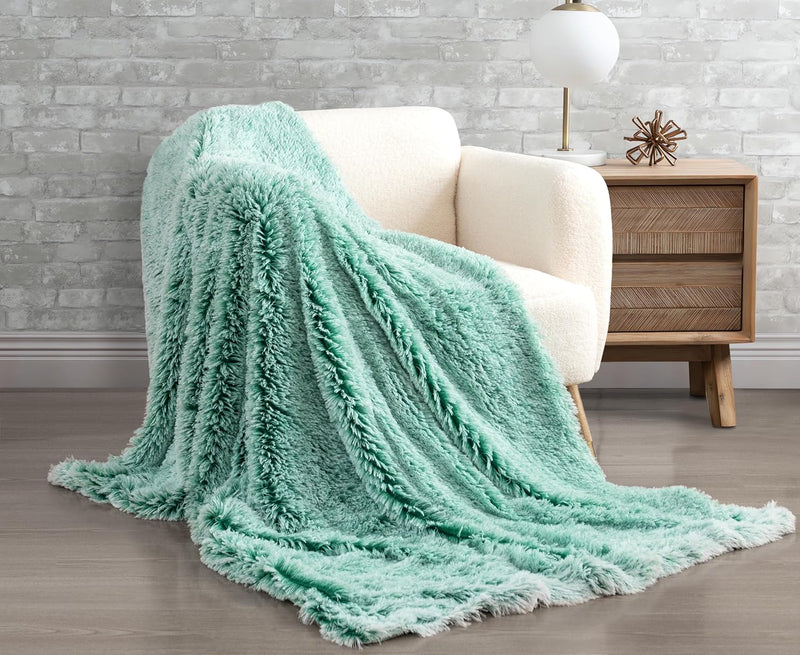 Gioia Casa Double Sided Faux Fur Shaggy Throw Blanket - Emerald