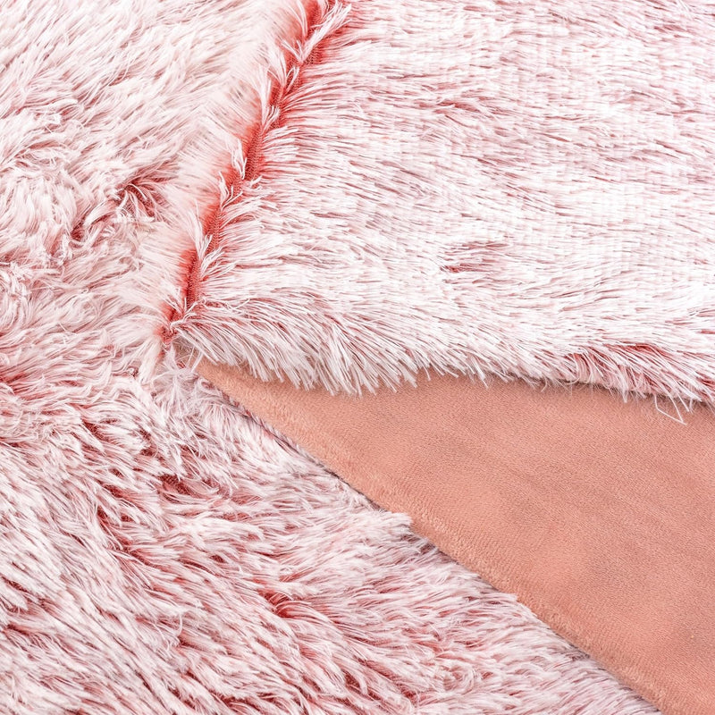 Gioia Casa Double Sided Faux Fur Shaggy Throw Blanket - Rose