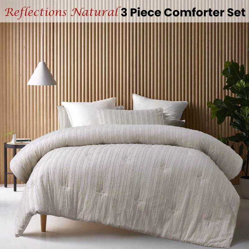 Vintage Design Homewares Reflections Natural 3 Piece Comforter Set King