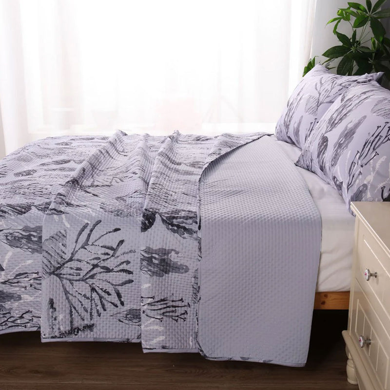 Ramesses Coast Grey 3 Pcs Bamboo Blend Ultrosonic Reversible Comforter Set King