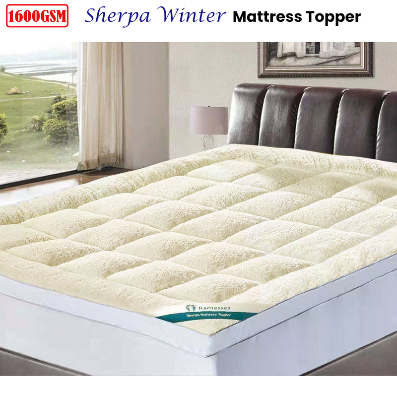 Ramesses 1600GSM Sherpa Winter Mattress Topper King Single