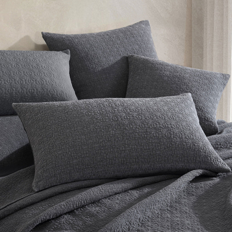 Platinum Collection Kayo Charcoal 100% Cotton Coverlet Queen/King