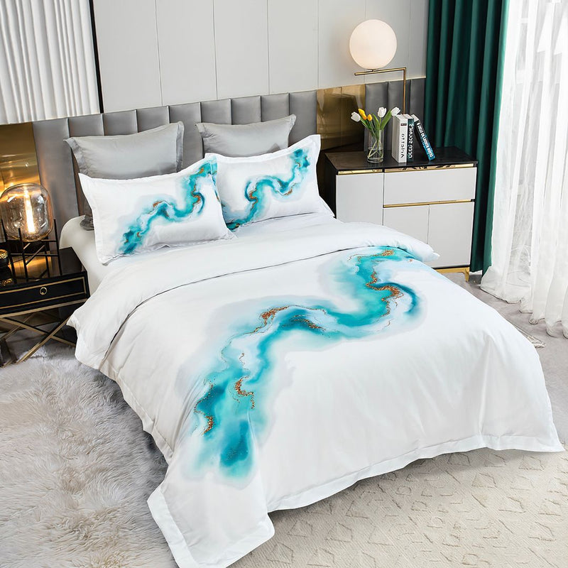 Ocean Marble Quilt Cover Set - Queen Size