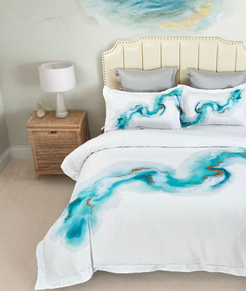 Ocean Marble Quilt Cover Set - Queen Size