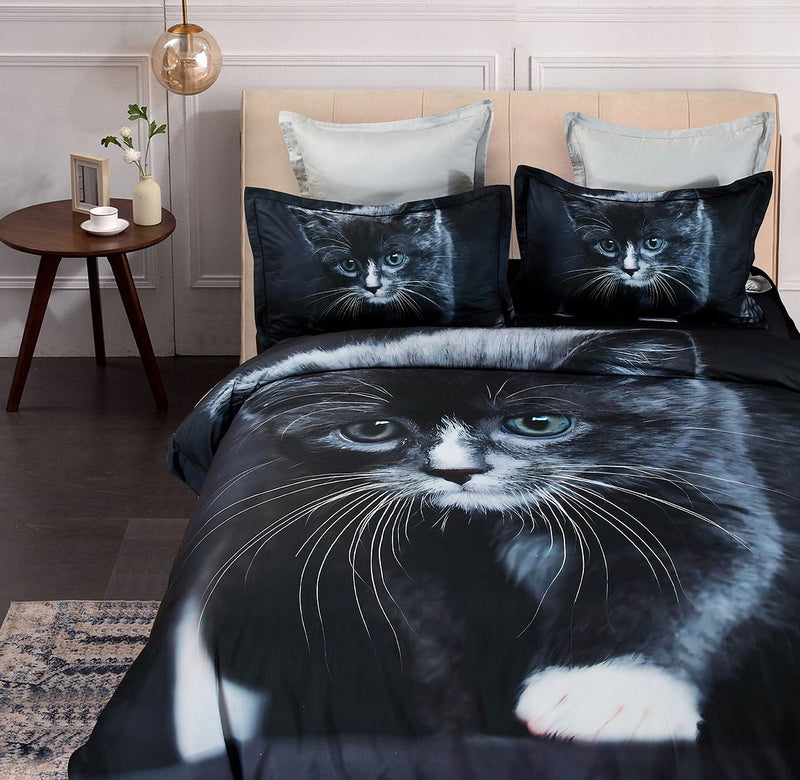 Cat Quilt Cover Set - Queen Size