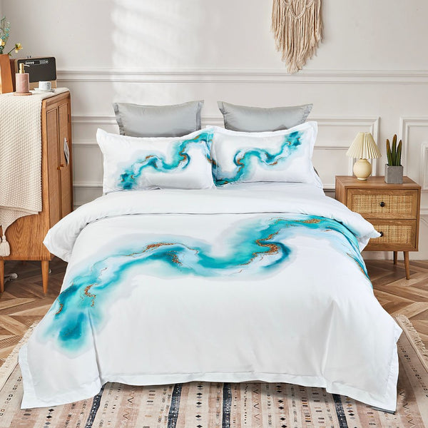 Ocean Marble Quilt Cover Set - Super King Size