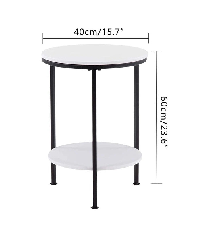 Wooden 2-Tier Side Table/Small Bedside Table/Round Sofa End Table for Living Room, Bedroom