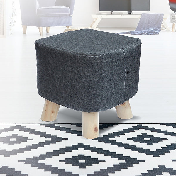 Fabric Ottoman Foot Stool Rest Pouffe Footstool Wood Storage Padded Seat